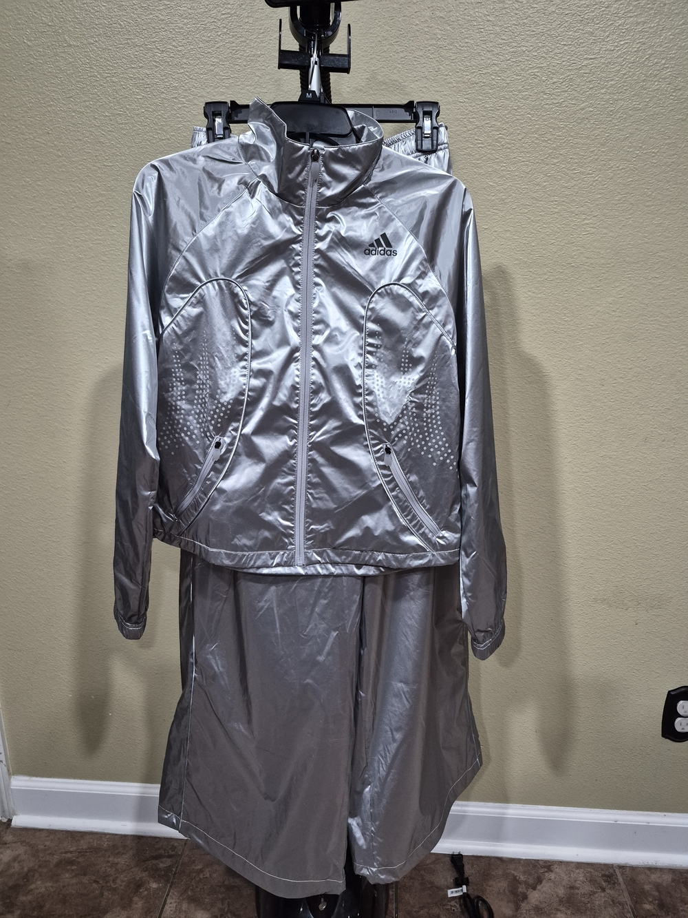 Adidas Women's F50 Silver Track Jacket & Wide-leg pants Size M